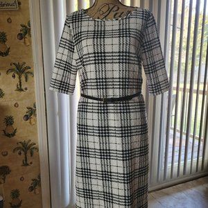 Tacera Houndstooth Black & White midi Dress Size XL